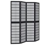 vidaXL Room Divider 4-Panel Foldable - Black Paulownia Solid Wood Privacy Screen 140-145x180 cm