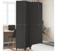 vidaXL Room Divider 4 Panels Black Solid Wood Paulownia