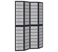 vidaXL Room Divider 4 Panels Black Solid Wood Paulownia