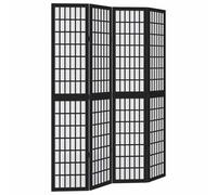 vidaXL Room Divider, Privacy Screen for Indoor Home Bedroom Living Room, Screen Privacy Panel with 4 Panels, Modern Style, Black Solid Wood Paulownia