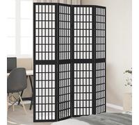 vidaXL Room Divider 4 Panels Black Solid Wood Paulownia