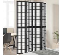 vidaXL Room Divider 4 Panels Black Solid Wood Paulownia