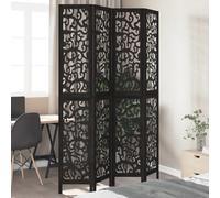 Room Divider 4-Panel Black Paulownia Wood Folding Screen 40 x 220 cm Engineered