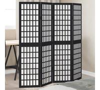 Vidaxl Room Divider 4 Panels Black Solid Wood Paulownia