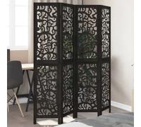 Vidaxl Room Divider 4 Panels Black Solid Wood Paulownia