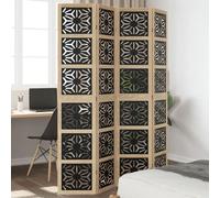 vidaXL Room Divider 4 Panels Brown and Black Solid Wood Paulownia