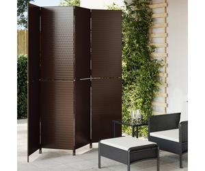vidaXL Room Divider 4 Panels Brown Poly Rattan