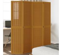 vidaXL Room Divider/Privacy Screen - 4-Panel, Solid Paulownia Wood & Bamboo, Foldable, Brown, Suitable for Living Room/Office/Bedroom