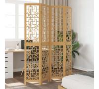 vidaXL Room Divider 4 Panels Brown Solid Wood Paulownia