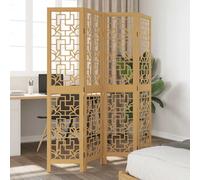 vidaXL Room Divider 4 Panels Brown Solid Wood Paulownia