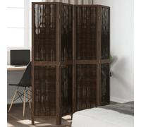 Vidaxl Room Divider 4 Panels Dark Brown Solid Wood Paulownia