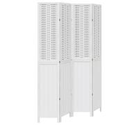 vidaXL Room Divider 4 Panels Office Privacy Screen White Solid Wood Paulownia