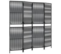 vidaXL Room Divider 4 Panels Privacy Screen Balcony Screen Black Poly Rattan