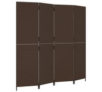 vidaXL Room Divider 4 Panels Privacy Screen Balcony Screen Brown Poly Rattan