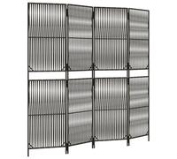 vidaXL Room Divider 4 Panels Privacy Screen Balcony Screen Grey Poly Rattan