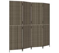 vidaXL Room Divider 4 Panels Privacy Screen Balcony Screen Grey Poly Rattan