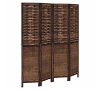 vidaXL Room Divider, Privacy Screen for Indoor Home Bedroom Living Room, Screen Privacy Panel with 4 Panels, Dark Brown Solid Wood Paulownia