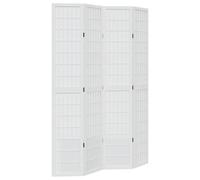 vidaXL Room Divider, Privacy Screen for Indoor Home Bedroom Living Room, Screen Privacy Panel with 4 Panels, Modern Style, White Solid Wood Paulownia