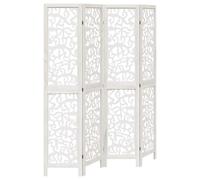 (40 x 180 cm/ 4 piece) vidaXL Room Divider Privacy Screen Room Partition White Solid Wood Paulownia