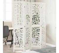 (40 x 180 cm/ 4 piece) vidaXL Room Divider Privacy Screen Room Partition White Solid Wood Paulownia