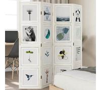 Vidaxl Room Divider 4 Panels White Solid Wood Paulownia