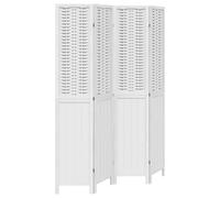 vidaXL Room Divider, Privacy Screen for Indoor Home Bedroom Living Room, Screen Privacy Panel with 4 Panels, White Solid Wood Paulownia