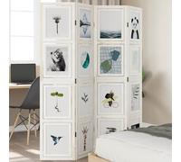 vidaXL Room Divider 4 Panels White Solid Wood Paulownia