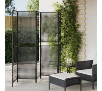 vidaXL Room Divider 5 Panels Black Poly Rattan