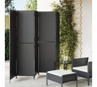 vidaXL Room Divider 5 Panels Black Poly Rattan