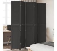vidaXL Room Divider 5 Panels Black Solid Wood Paulownia