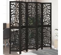 vidaXL Room Divider 5 Panels Black Solid Wood Paulownia