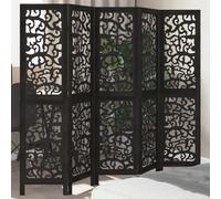 vidaXL Room Divider - 5 Panels Black Wood Folding Privacy Screen for Office/Bedroom 175-180x160 cm