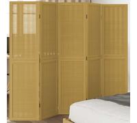 vidaXL Room Divider 5 Panels Brown Solid Wood Paulownia