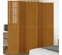 Vidaxl Room Divider 5 Panels Brown Solid Wood Paulownia