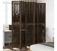 vidaXL Room Divider Screen 5 Panels - Paulownia Wood Privacy Partition, Foldable Indoor Space Separator, 220 cm Height, Dark Brown