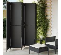 vidaXL Room Divider 5 Panels Privacy Screen Balcony Screen Black Poly Rattan