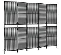 vidaXL Room Divider 5 Panels Privacy Screen Balcony Screen Black Poly Rattan