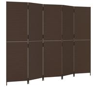 vidaXL Room Divider 5 Panels Privacy Screen Balcony Screen Brown Poly Rattan