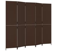 vidaXL Room Divider 5 Panels Privacy Screen Balcony Screen Brown Poly Rattan