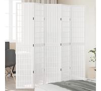 vidaXL Room Divider 5 Panels White Solid Wood Paulownia