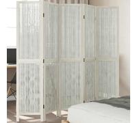 vidaXL Room Divider 5 Panels White Solid Wood Paulownia