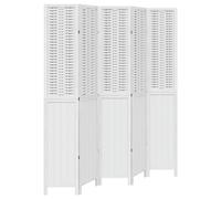 vidaXL Room Divider 5 Panels White Solid Wood Paulownia