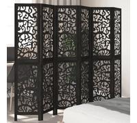 vidaXL Room Divider 6 Panels Black Solid Wood Paulownia