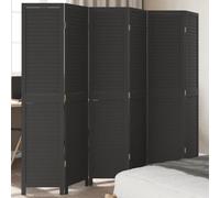 Vidaxl Room Divider 6 Panels Black Solid Wood Paulownia