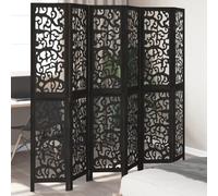 vidaXL Room Divider 6 Panels Black Solid Wood Paulownia
