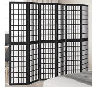vidaXL Room Divider 6 Panels Black Solid Wood Paulownia