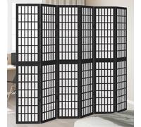vidaXL Room Divider 6 Panels Black Solid Wood Paulownia