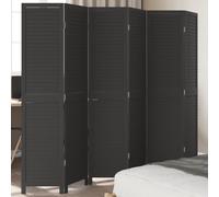 vidaXL Room Divider 6 Panels Black Solid Wood Paulownia