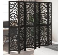(40 x 200 cm/ 6 piece) vidaXL Room Divider Privacy Screen Privacy Panel Black Solid Wood Paulownia