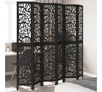 vidaXL - Room Divider 6 Panels Privacy Screen - Paulownia Wood, Black, 210-215cm x 220cm - Office, Bedroom, Living Room
